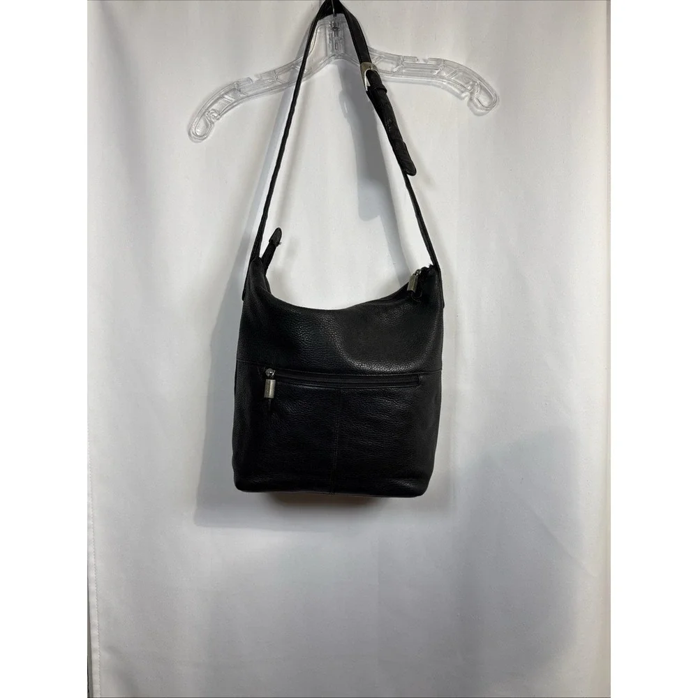 Stone Mountain Leather Crossbody Bag Black Gold Hardware Shoulder Purse